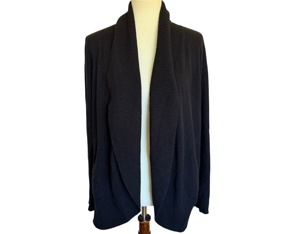 QUINCE Mongolian Cashmere Open Cardigan Sweater - Black - Size Large